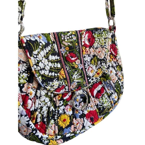 Vera Bradley large saddlebag magnetic floral handbag - Picture 6 of 10